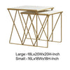 2 Piece Marble Top Nesting Table with Geometric Base White and Gold By Casagear Home BM230482