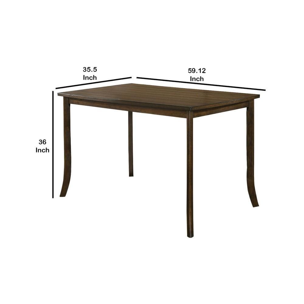 35.5’’ Wooden Counter Height Table with Saber Legs Brown By Casagear Home BM230597