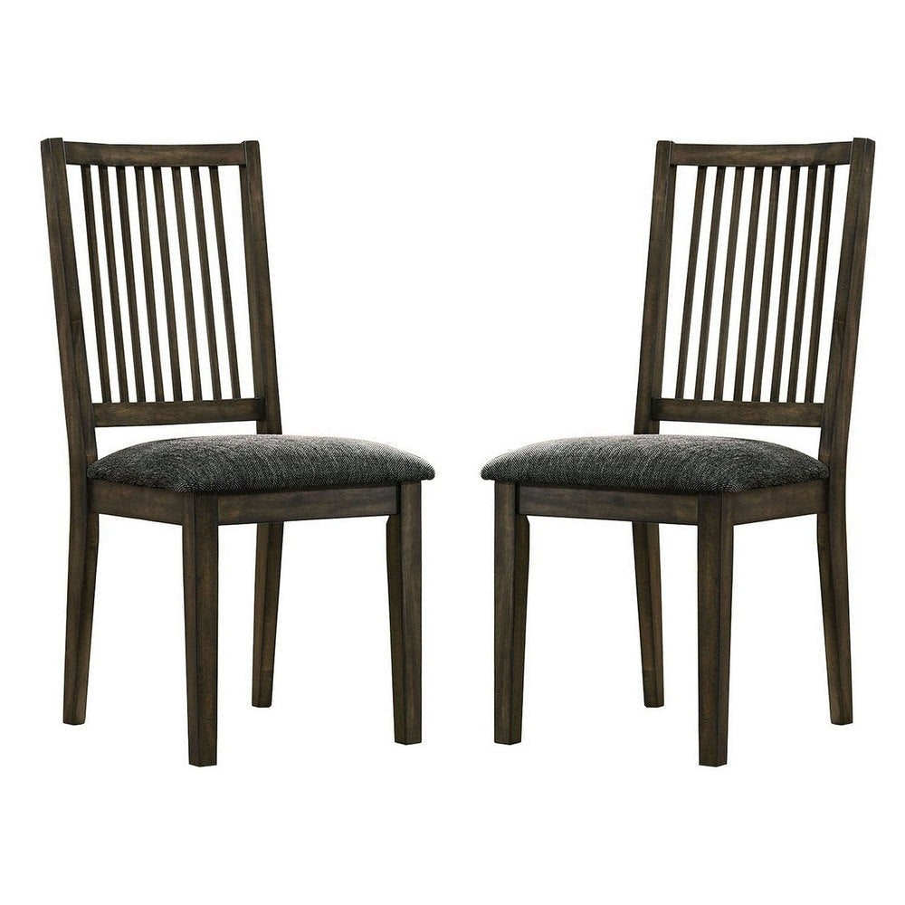 39.25'' Curved Slatted Back Side Chair, Set of 2, Brown By Casagear Home