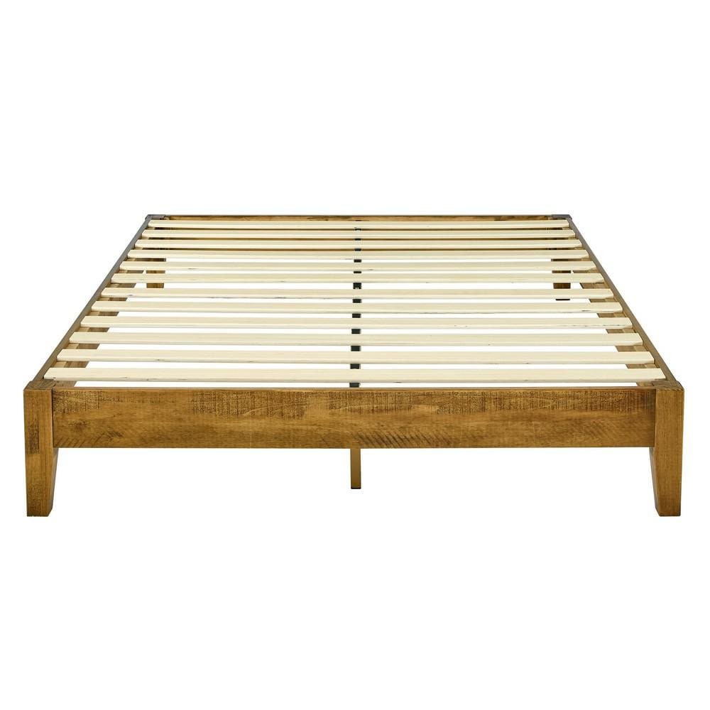 Platform Style Wooden Full Bed with Chamfered Feet Brown By Casagear Home BM230841