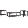 3-Piece Metal Occasional Table Set, Brown & Black By Casagear Home