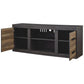 63 2-Door Wooden TV Stand with Open Shelf Brown & Gray By Casagear Home BM230898