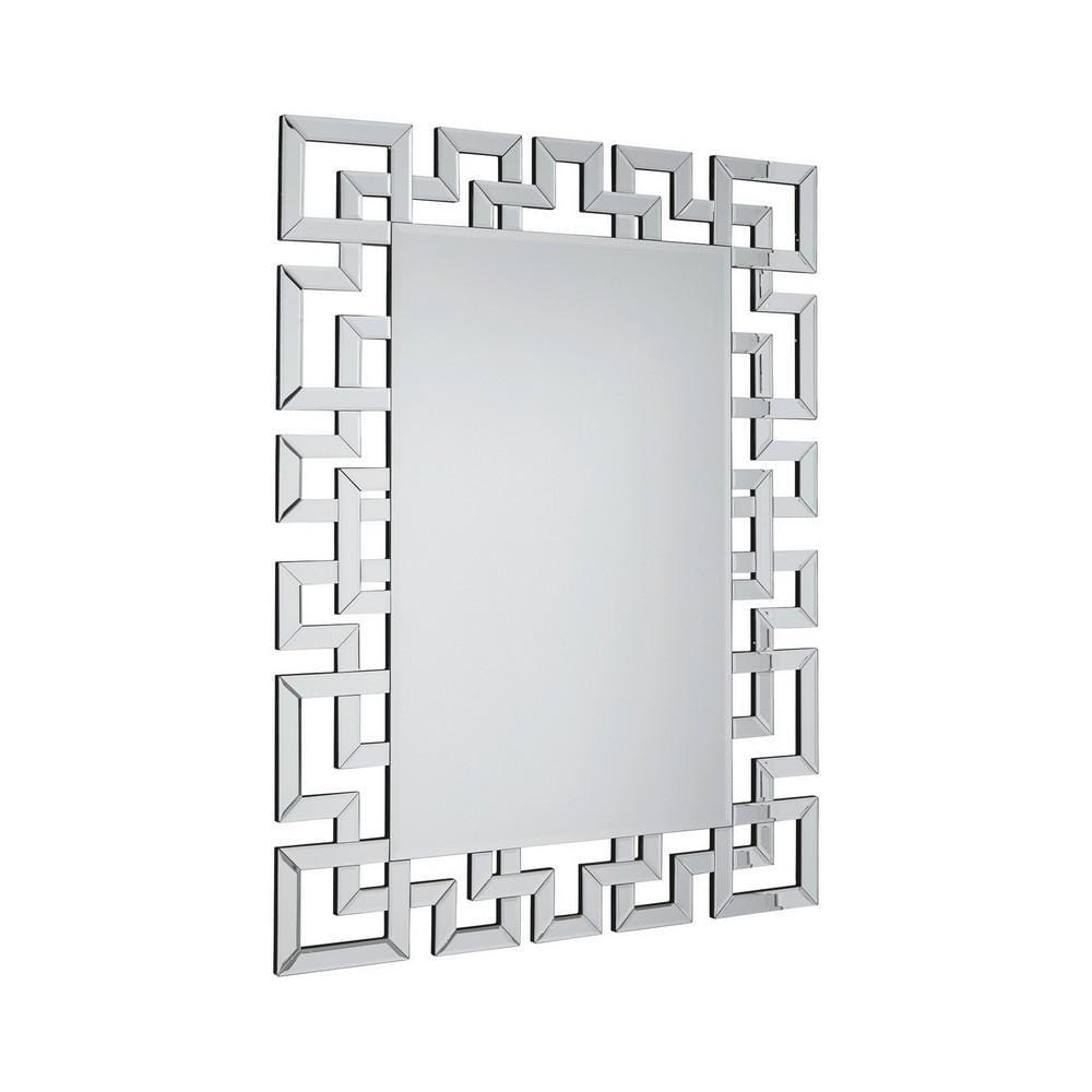 47" Greek Key Design Accent Mirror, Silver By Casagear Home