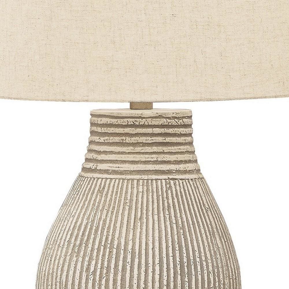 Drum Shade Table Lamp with Paper Composite Base Beige By Casagear Home BM230940