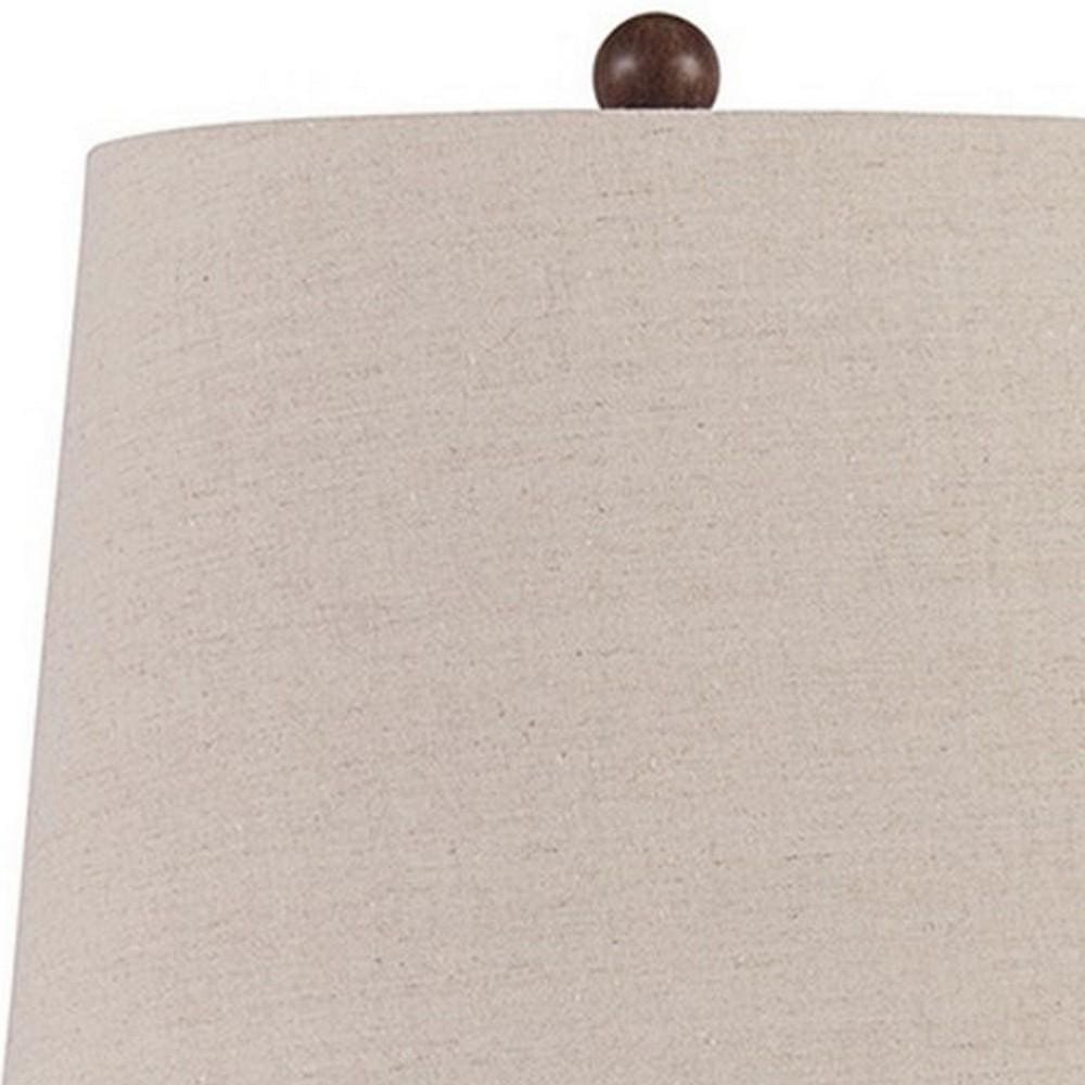 Tapered Fabric Shade Table Lamp Set of 2 Gray & Brown By Casagear Home BM230966