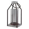 Geometric Lantern with Glass Hurricane,Set of 2,Black & Gray By Casagear Home BM230988