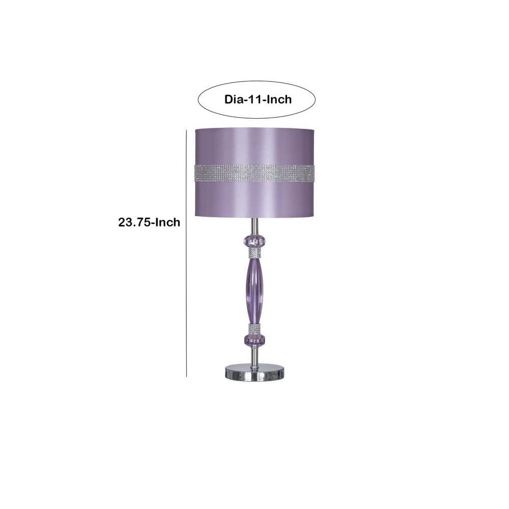 Acrylic & Metal Base Table Lamp with Fabric Shade Purple By Casagear Home BM230989