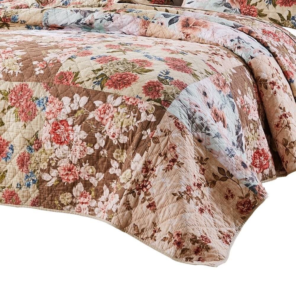 Rome 2 Piece Reversible Floral Print Twin Quilt Set Multicolor By Casagear Home BM231030