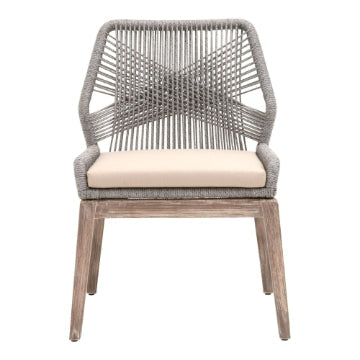 Intricate Rope Weave Dining Chair with Removable Cushion Set of 2 Gray By Casagear Home BM231080