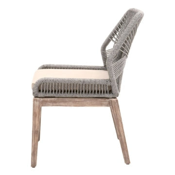 Intricate Rope Weave Dining Chair with Removable Cushion Set of 2 Gray By Casagear Home BM231080