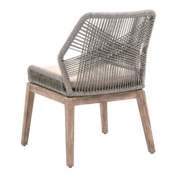 Intricate Rope Weave Dining Chair with Removable Cushion Set of 2 Gray By Casagear Home BM231080