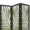 67 3 Panel Wood Screen with Leaf Design Green and Black By Casagear Home BM231308