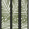 67 3 Panel Wood Screen with Leaf Design Green and Black By Casagear Home BM231308