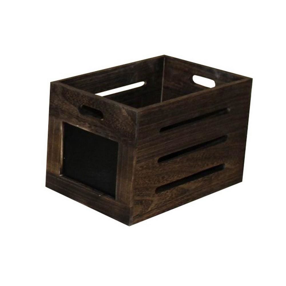 Cutout Design Wooden Box with Chalkboard Inserts Set of 3 Brown and Black By Casagear Home BM231485