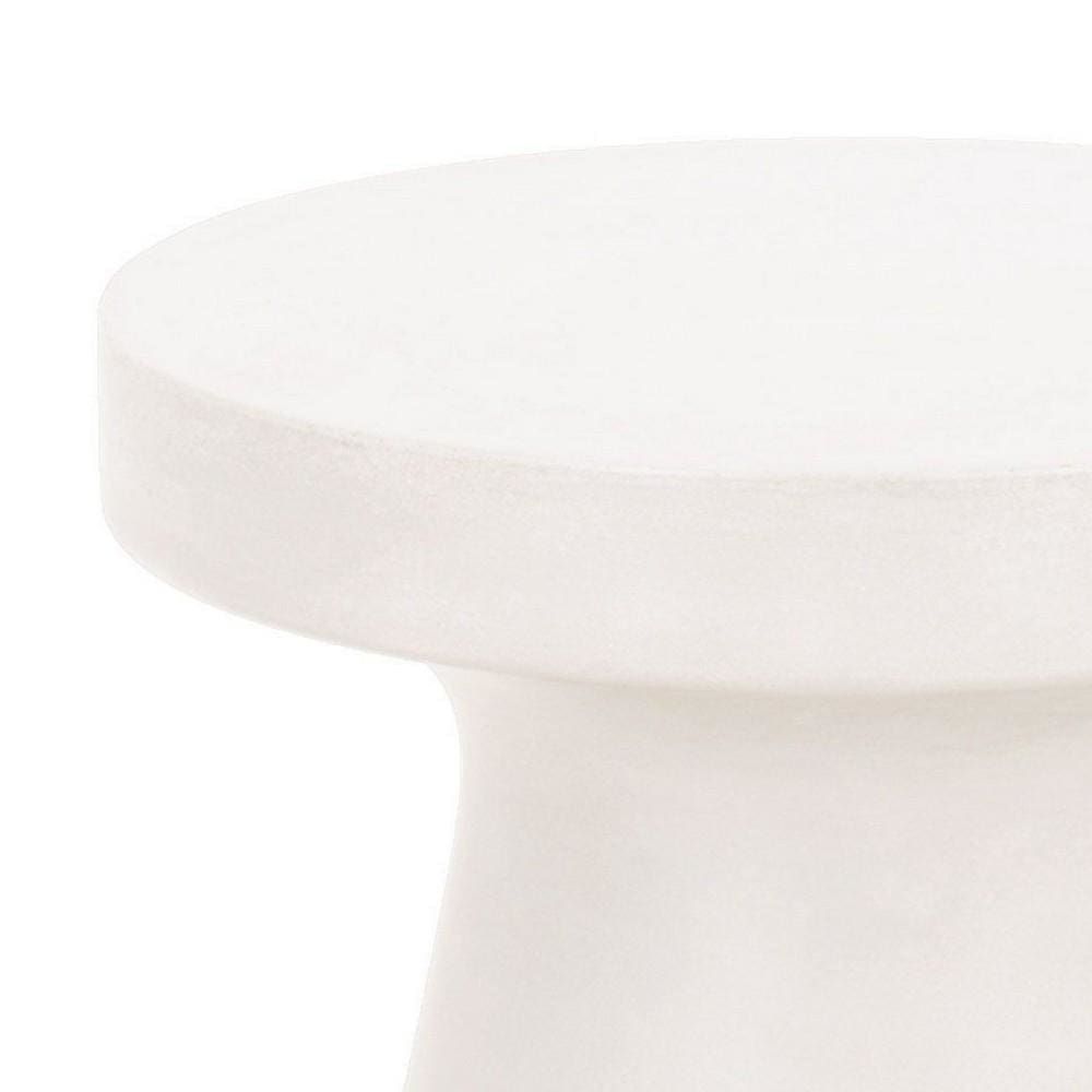 Round Top Concrete Accent Table with Flared Pedestal Base Off White By Casagear Home BM231493