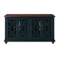 63 Inch Traditional Wooden TV Stand with Turned Leg Brown and Blue By Casagear Home BM231513