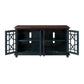 63 Inch Traditional Wooden TV Stand with Turned Leg Brown and Blue By Casagear Home BM231513