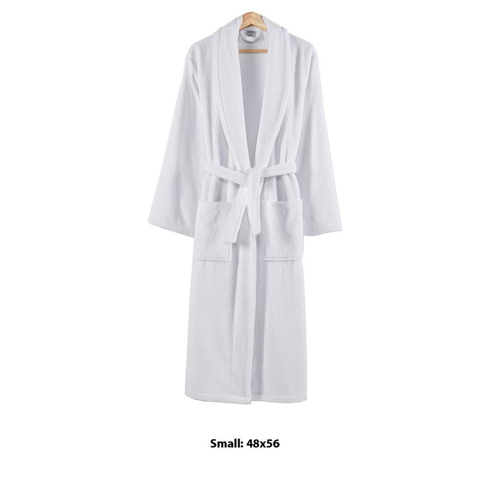 Marseille Fabric Bathrobe with Shawl Collar Small White By Casagear Home BM231544