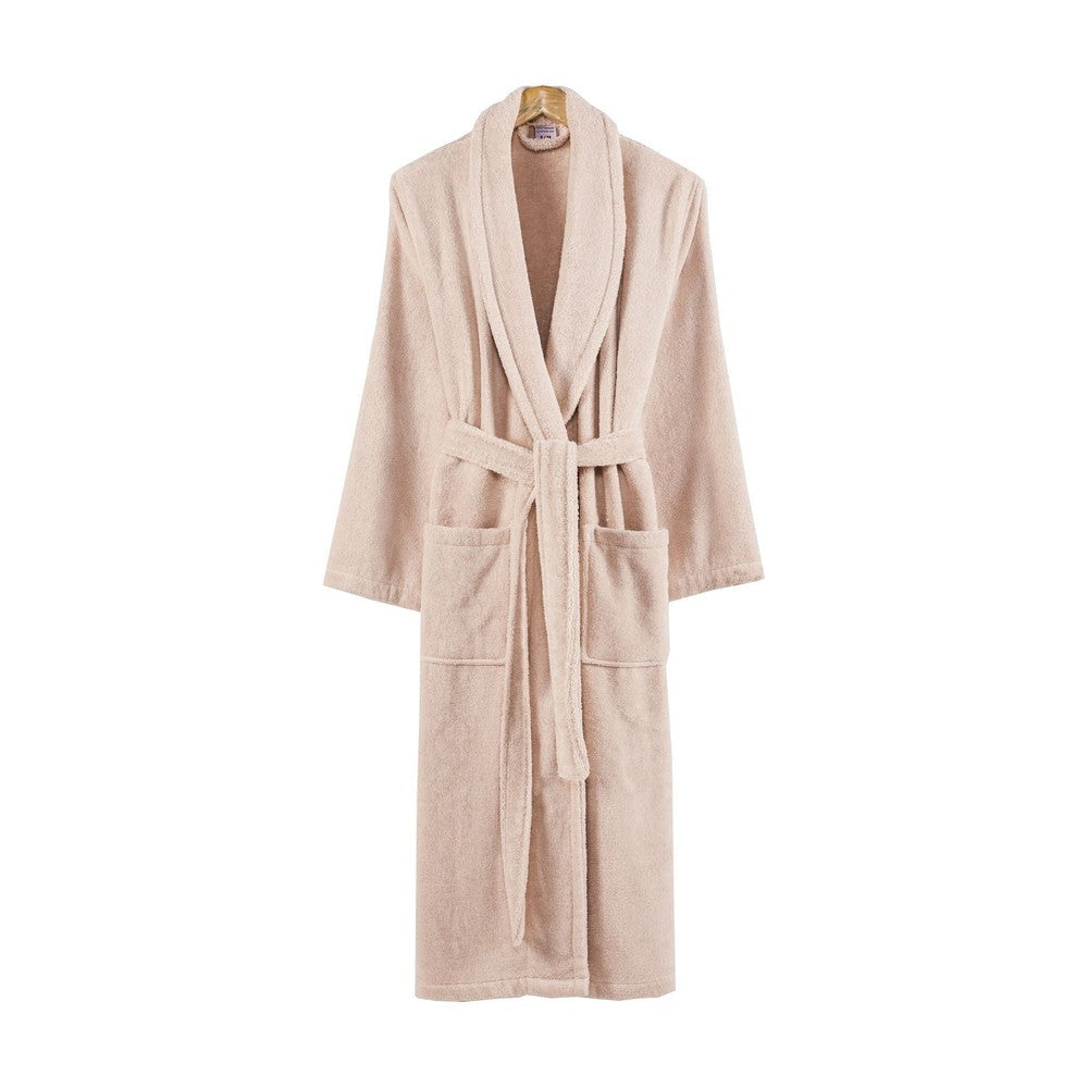 Marseille Fabric Bathrobe with Shawl Collar The Urban Port, Medium, Beige By Casagear Home