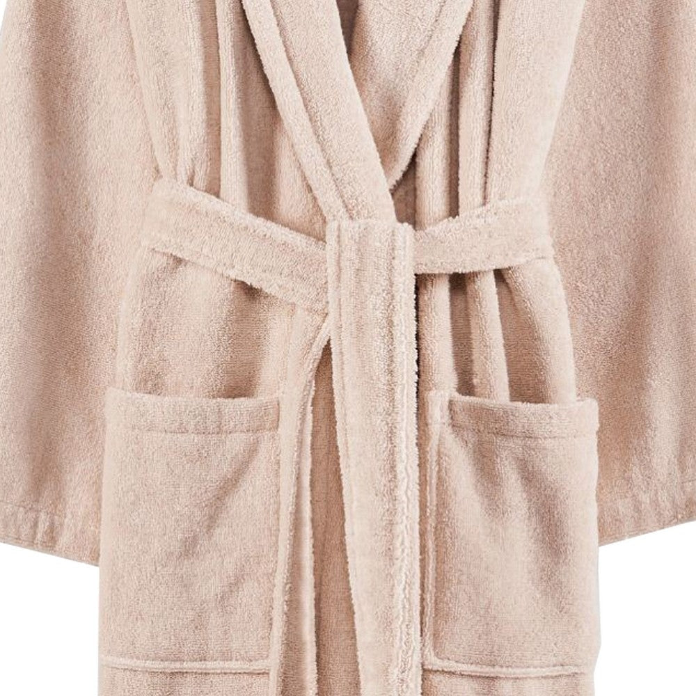 Marseille Fabric Bathrobe with Shawl Collar The Urban Port Medium Beige By Casagear Home BM231547