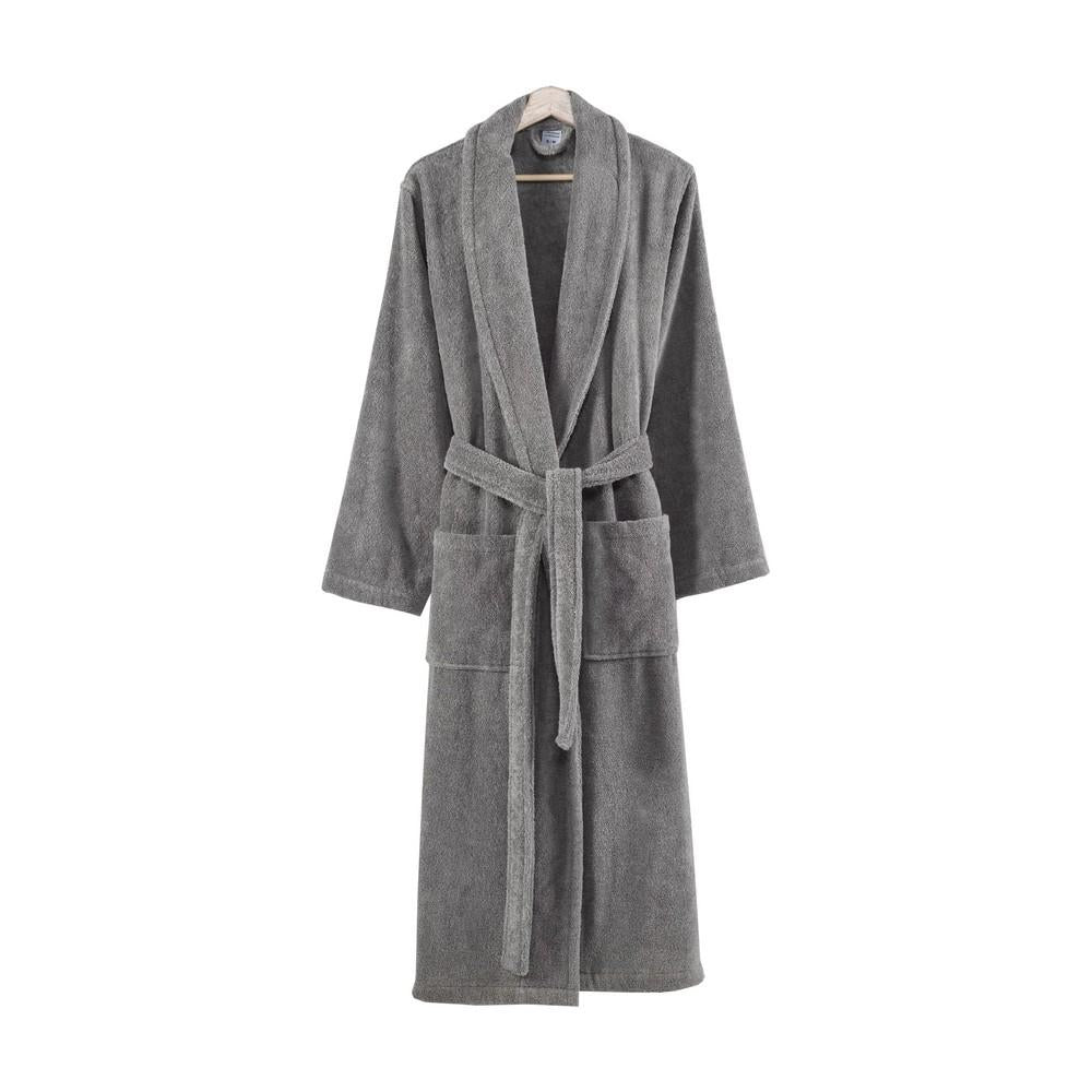 Marseille Shawl Collar Fabric Bathrobe, Small, Dark Gray By Casagear Home