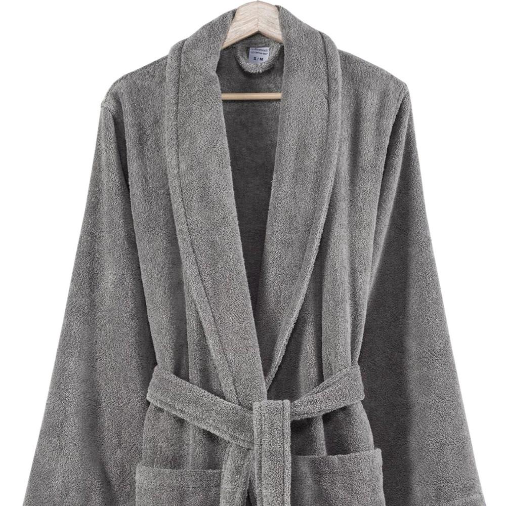 Marseille Shawl Collar Fabric Bathrobe Small Dark Gray By Casagear Home BM231548