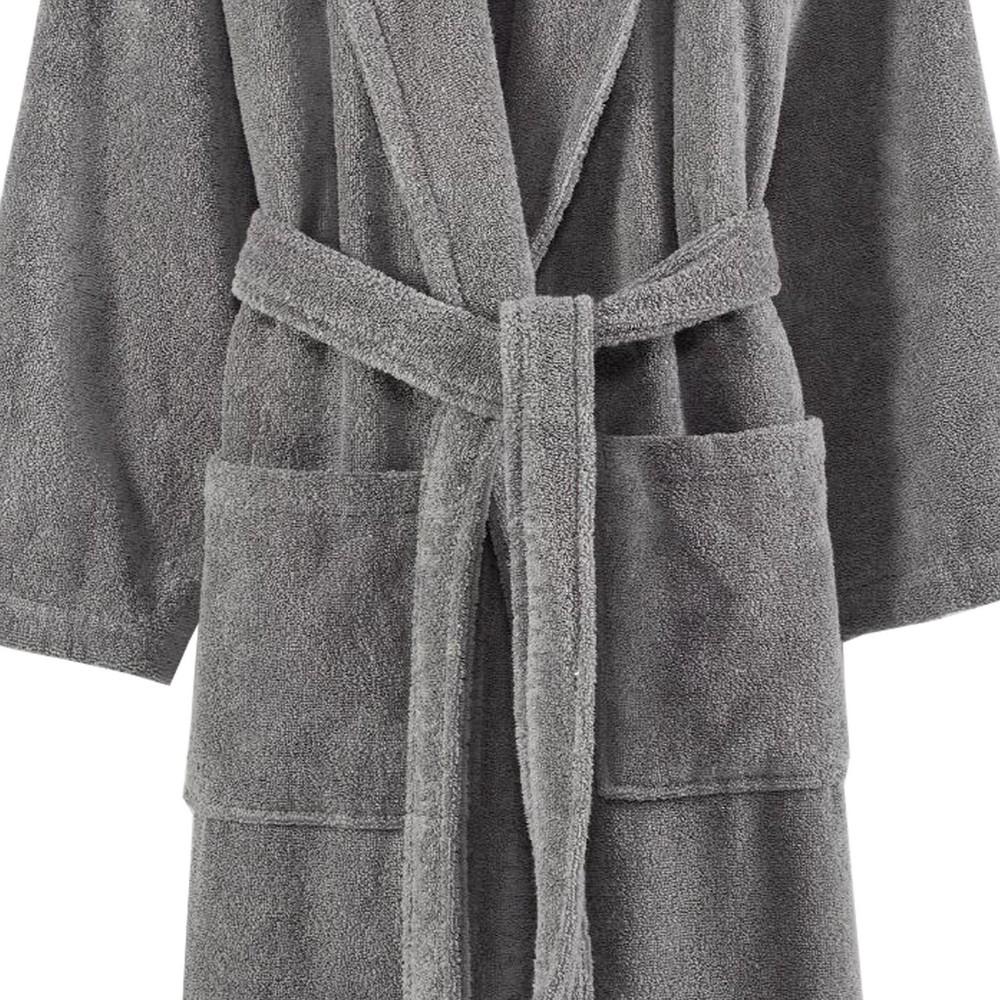 Marseille Shawl Collar Fabric Bathrobe Small Dark Gray By Casagear Home BM231548