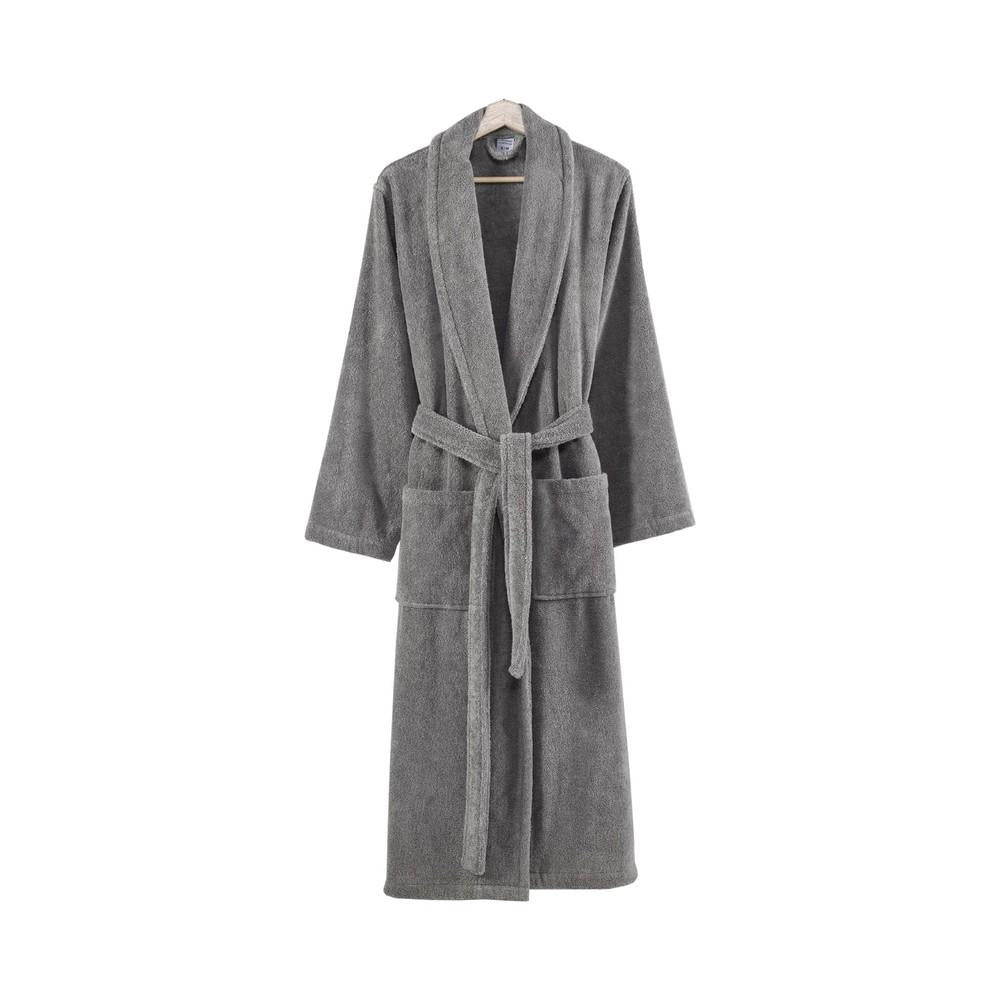 Marseille Shawl Collar Fabric Bathrobe, Large, Dark Gray By Casagear Home