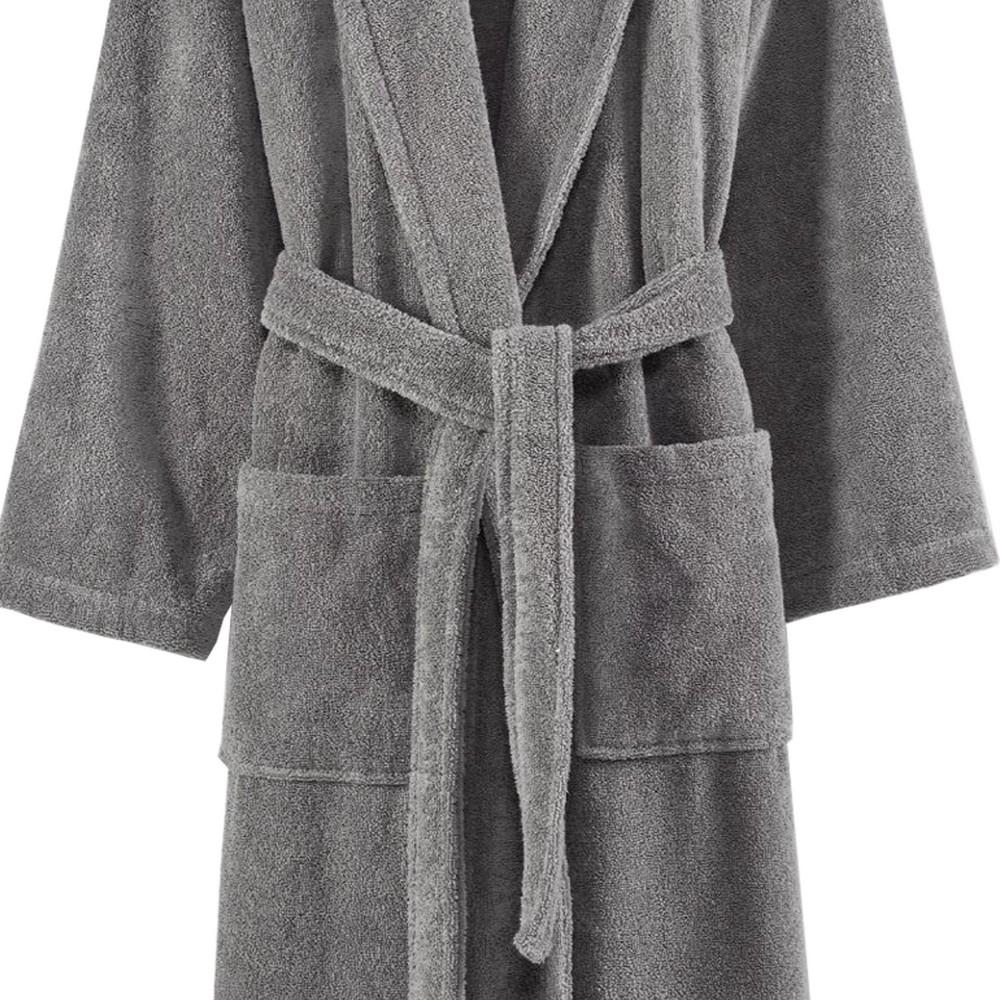 Marseille Shawl Collar Fabric Bathrobe Large Dark Gray By Casagear Home BM231549