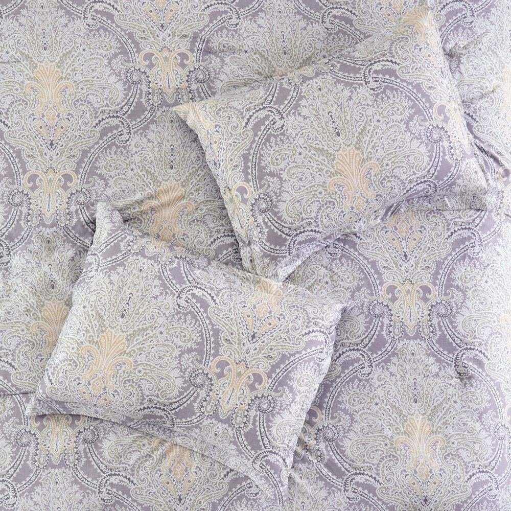 Chania 8 Piece Queen Bed Set with Paisley Print Purple and White By Casagear Home BM231762