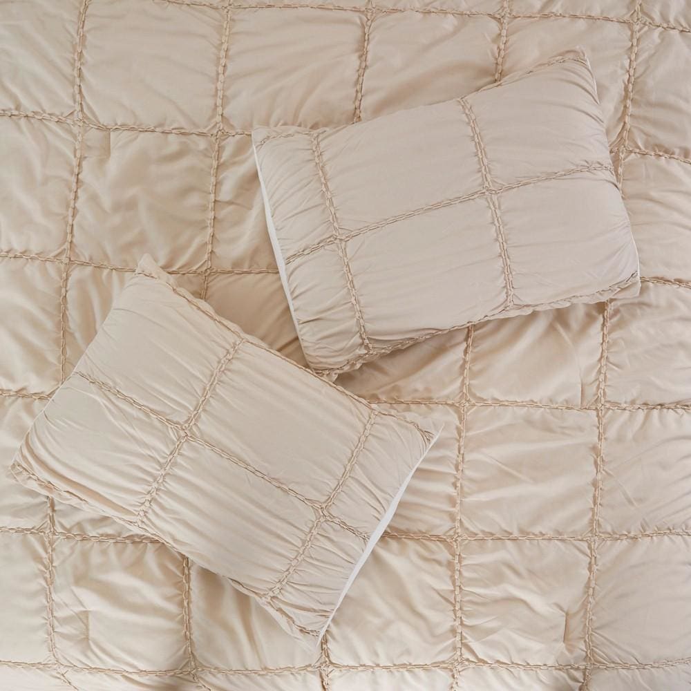 Corfu Ruffle Design 8 Piece Queen Comforter Set The Urban Port Beige By Casagear Home BM231782