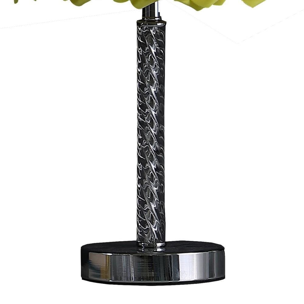 Bloom Roses Drum Shade Table Lamp with Twisted Acrylic Base Yellow By Casagear Home BM231813