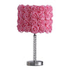 Bloom Roses Drum Shade Table Lamp with Twisted Acrylic Base, Pink By Casagear Home