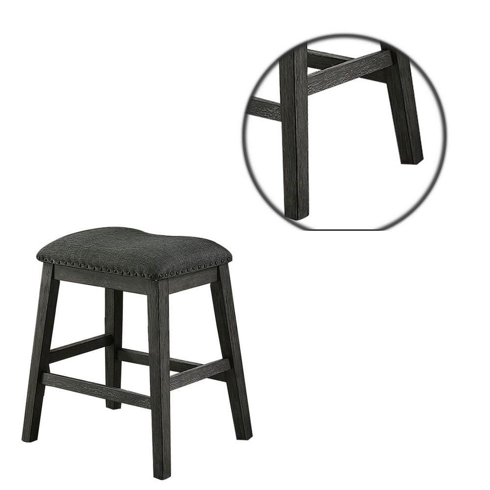 Fabric Saddle Counter Stool with Nailhead Trim Set of 2 Gray By Casagear Home BM231841