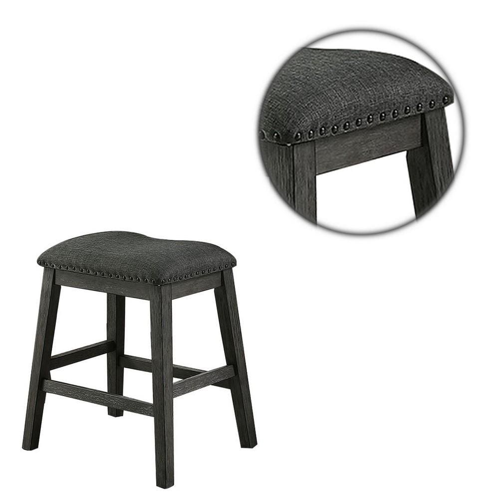 Fabric Saddle Counter Stool with Nailhead Trim Set of 2 Gray By Casagear Home BM231841