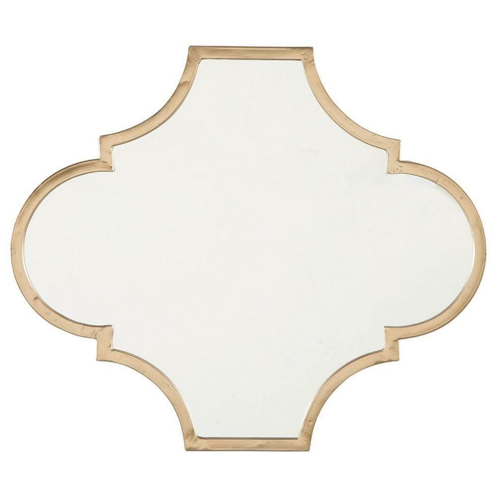 18.75 Inches Quatrefoil Metal Encased Accent Mirror, Gold By Casagear Home