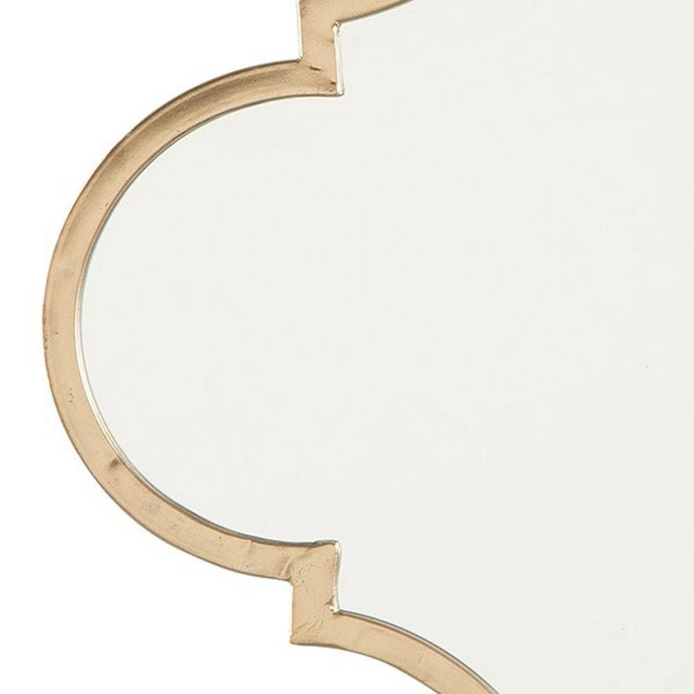 18.75 Inches Quatrefoil Metal Encased Accent Mirror Gold By Casagear Home BM231934