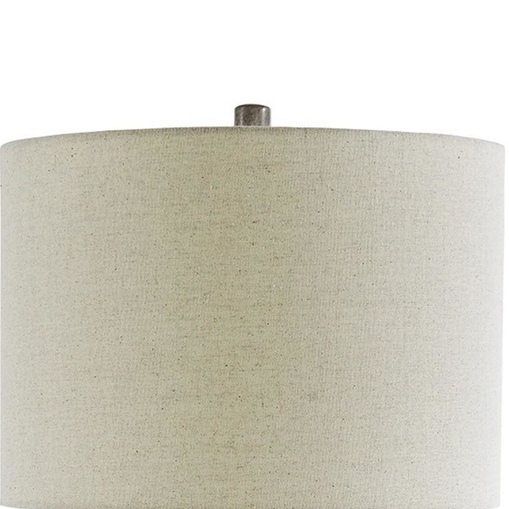 Textured Ceramic Frame Table Lamp with Fabric Shade Gray and Off White By Casagear Home BM231942