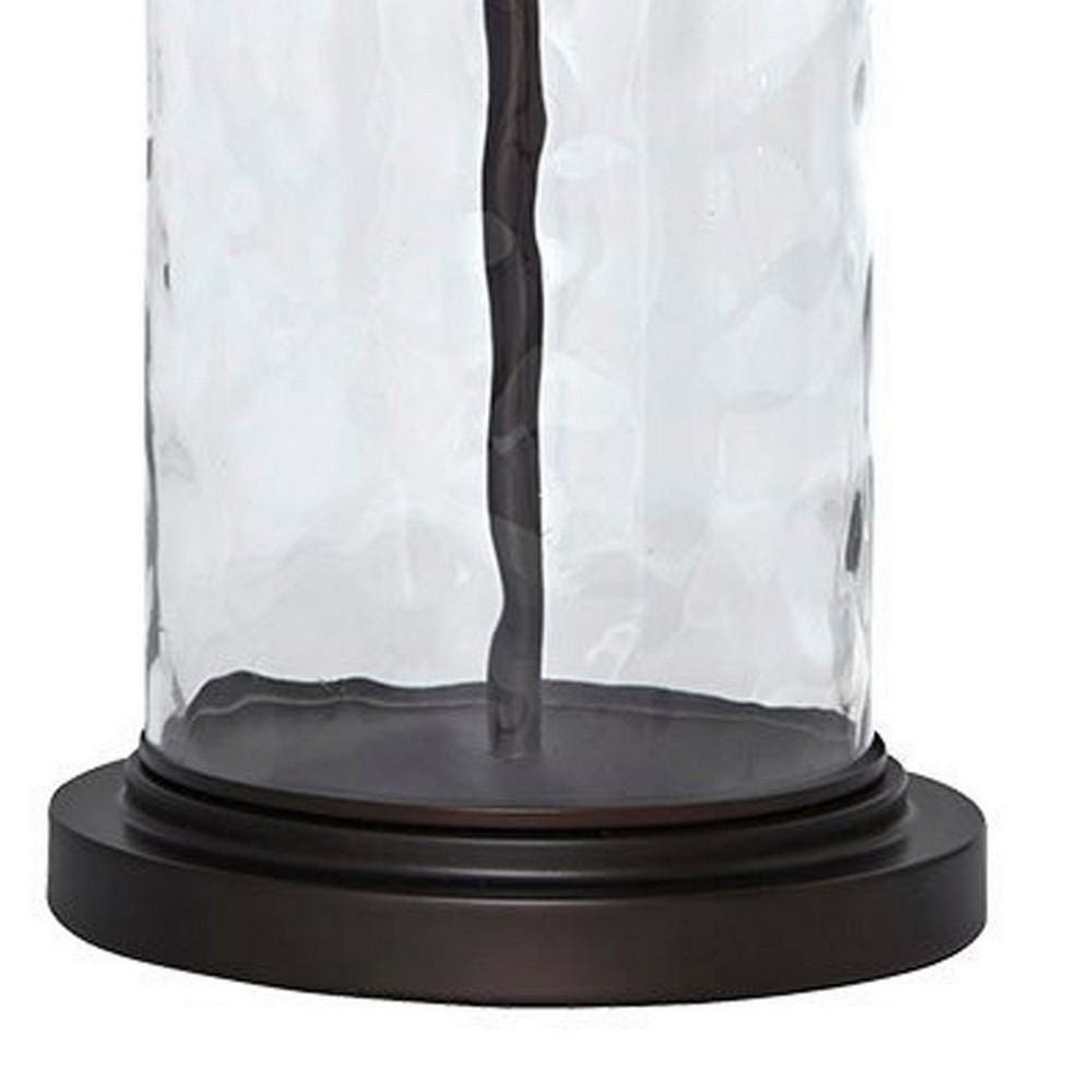 Drum Shade Table Lamp with Glass Insert Base Bronze By Casagear Home BM231953