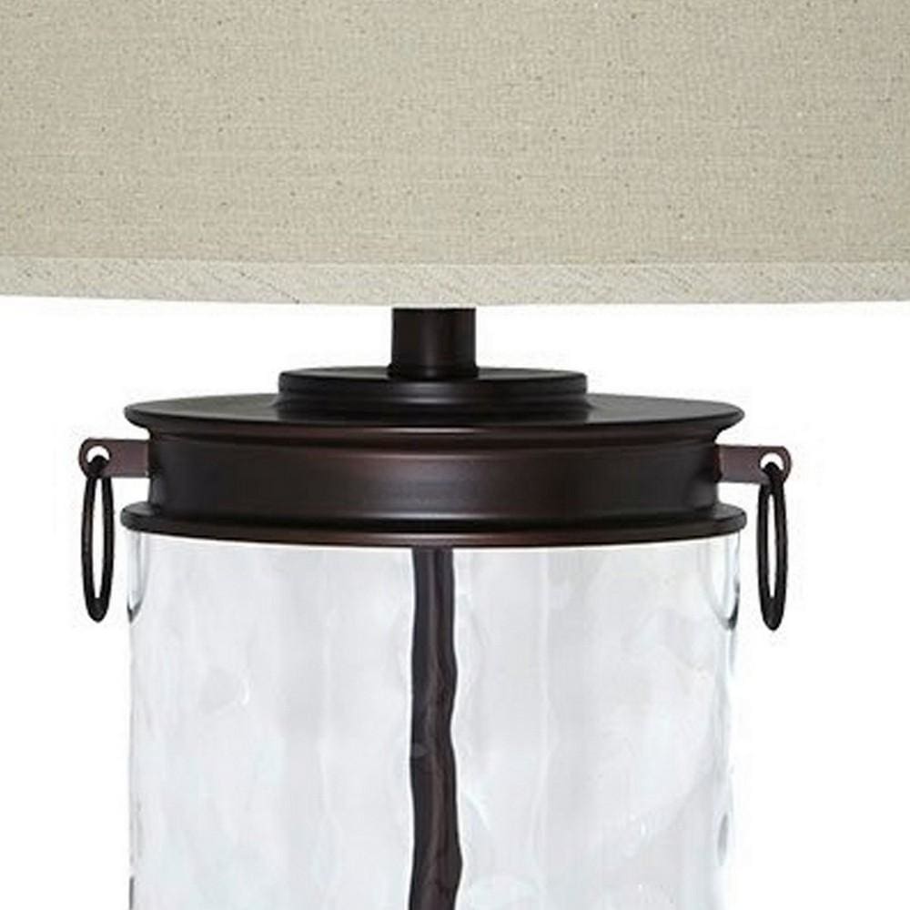 Drum Shade Table Lamp with Glass Insert Base Bronze By Casagear Home BM231953