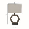 Hexagonal Wooden Base Table Lamp with rectangular Shade Brown and Gray By Casagear Home BM231955