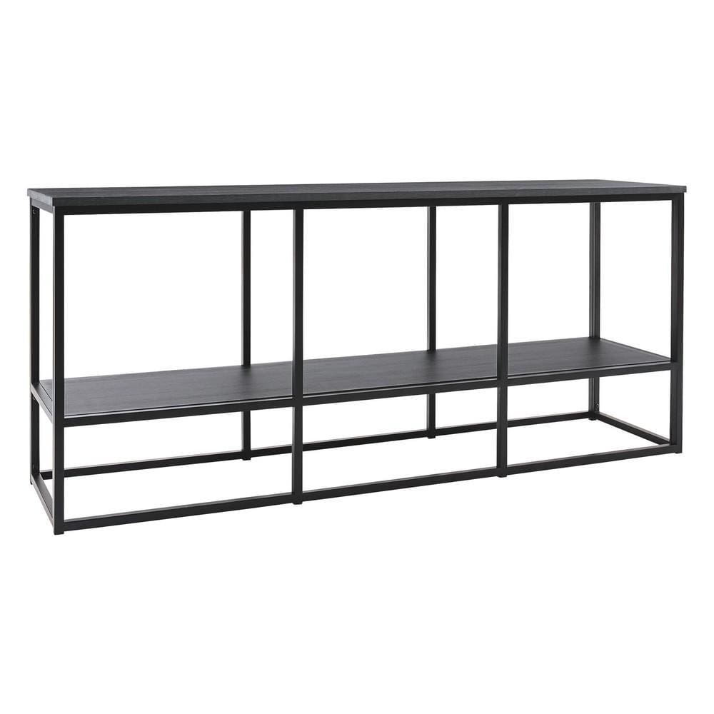 65 Inches Wood and Metal TV Stand with Open Shelf, Black By Casagear Home