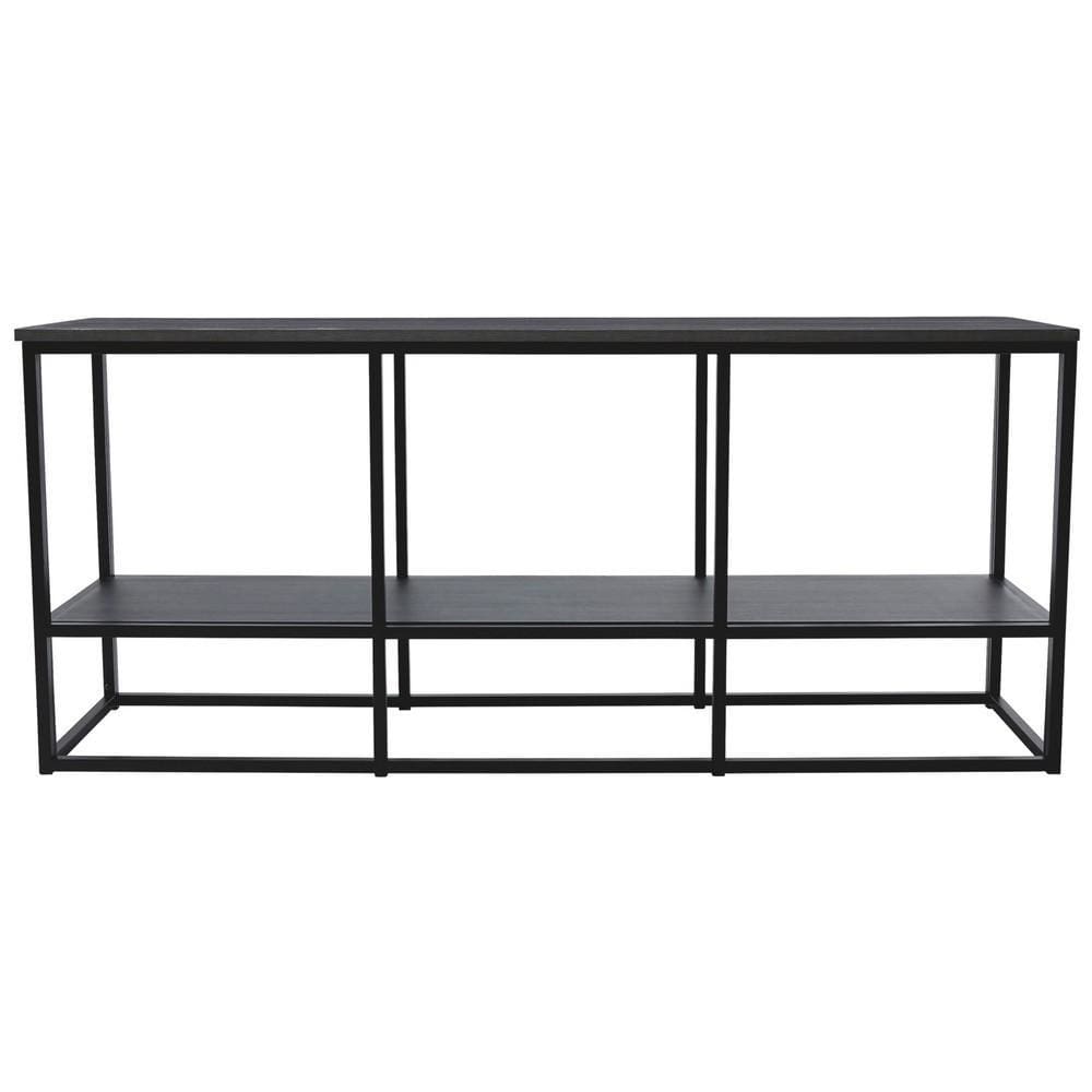 65 Inches Wood and Metal TV Stand with Open Shelf Black By Casagear Home BM231969