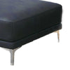 Leatherette Ottoman with Sleek Metal Feet Blue By Casagear Home BM231973