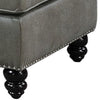 Leatherette Ottoman with Nailhead Trim and Turned Feet Gray By Casagear Home BM231976