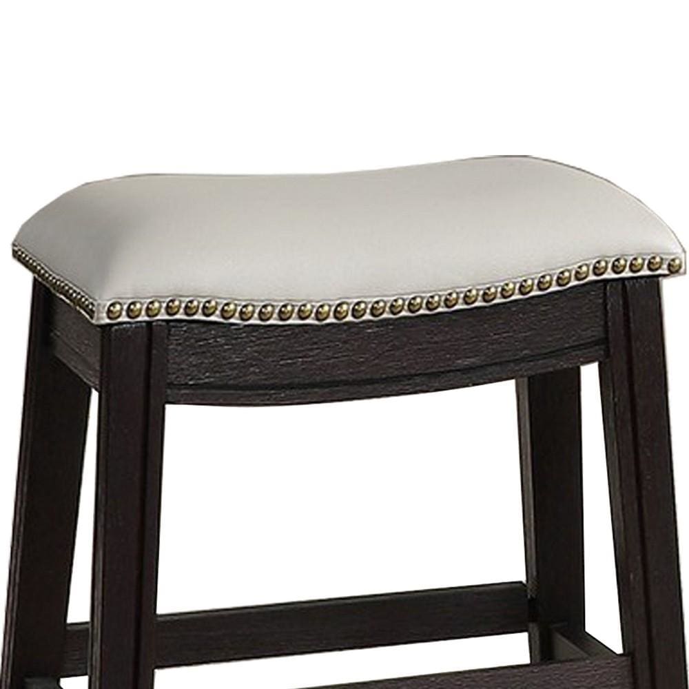 Curved Leatherette Stool with Nailhead Trim Set of 2 Gray By Casagear Home BM232001