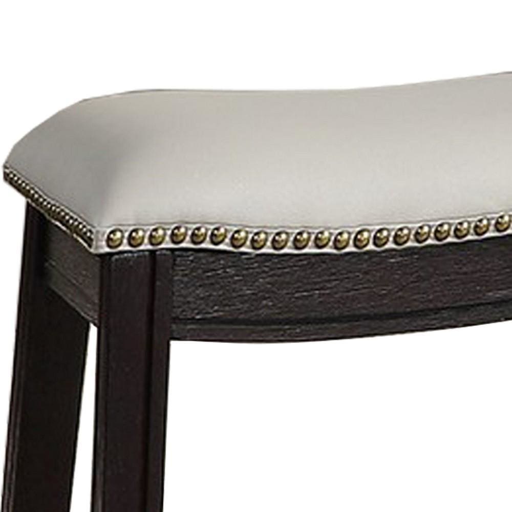 Curved Leatherette Stool with Nailhead Trim Set of 2 Gray By Casagear Home BM232001