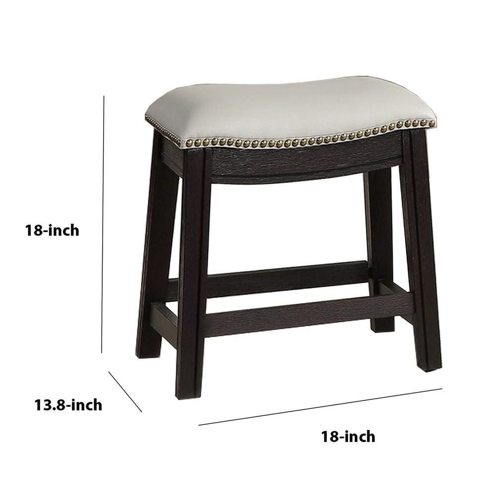 Curved Leatherette Stool with Nailhead Trim Set of 2 Gray By Casagear Home BM232001