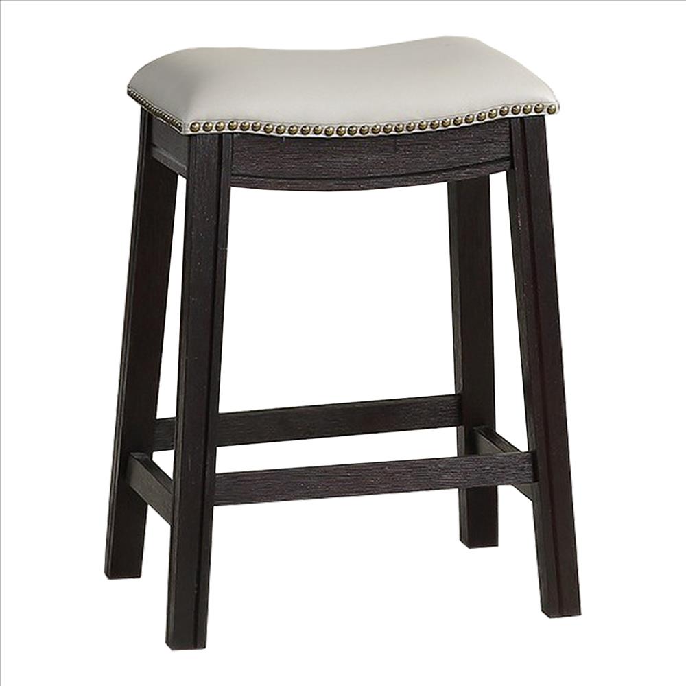 Curved Leatherette Counter Stool with Nailhead Trim Set of 2 Gray By Casagear Home BM232002