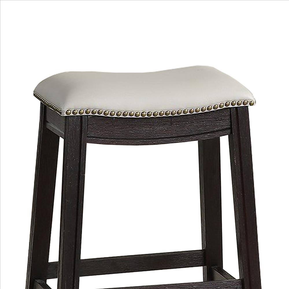 Curved Leatherette Counter Stool with Nailhead Trim Set of 2 Gray By Casagear Home BM232002